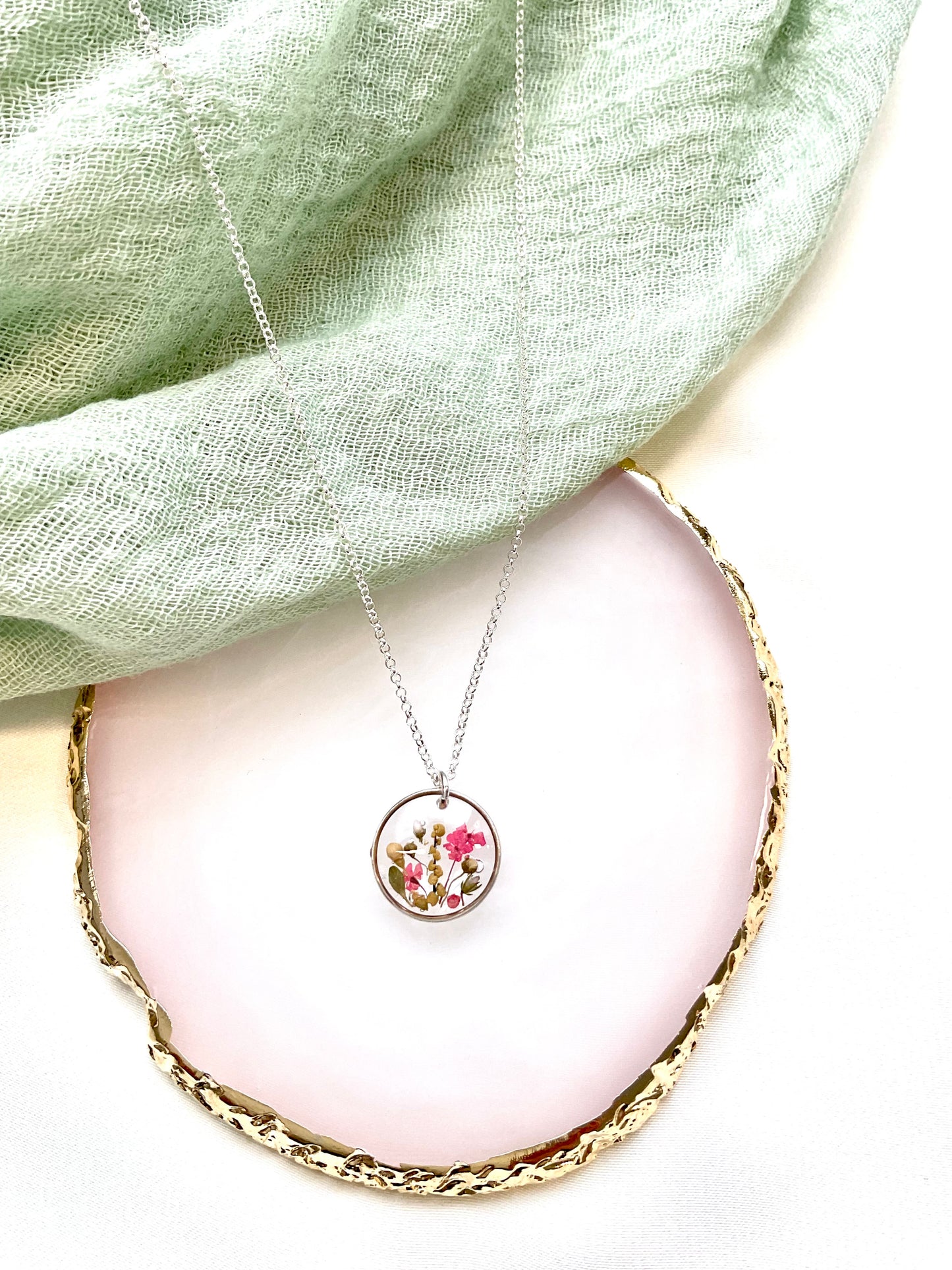 Sterling Silver Gifts For Women - Pressed Flower Necklace