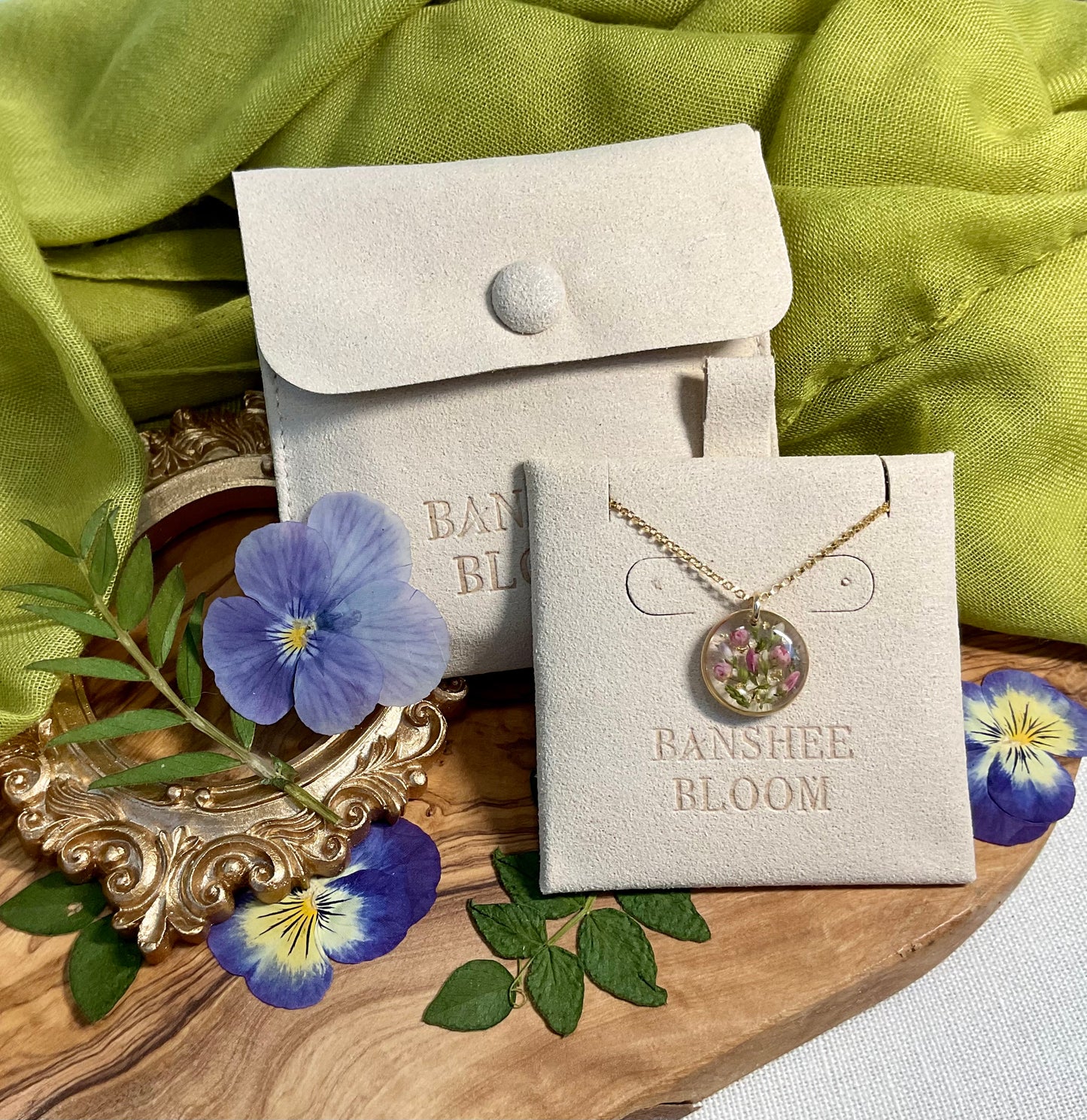 Sterling Silver Birthday Present - Dried Flower Resin Necklace