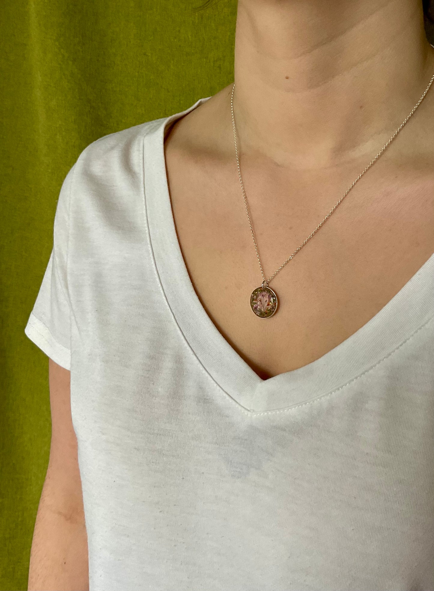Sterling Silver Handcrafted Floral Resin Necklace
