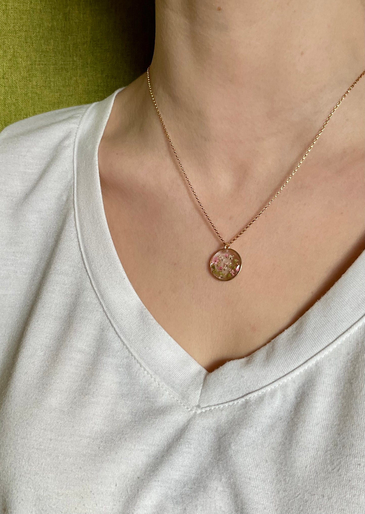 14k Gold Filled Real Pressed Wildflower Necklace – Flower Resin Pendant